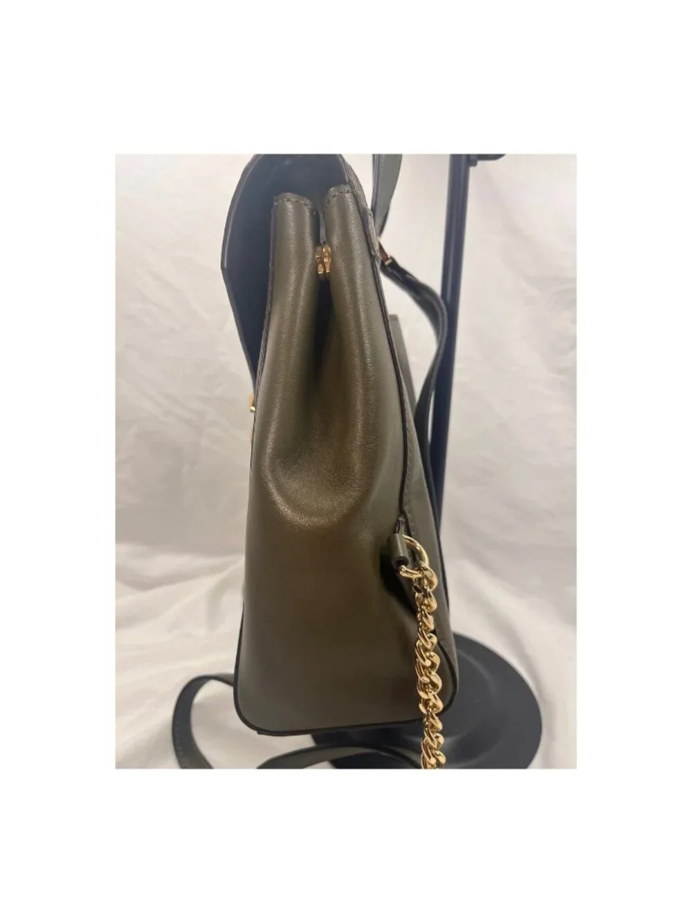 Michael Kors Whitney Studded Lamb Leather Backpack Olive Gold